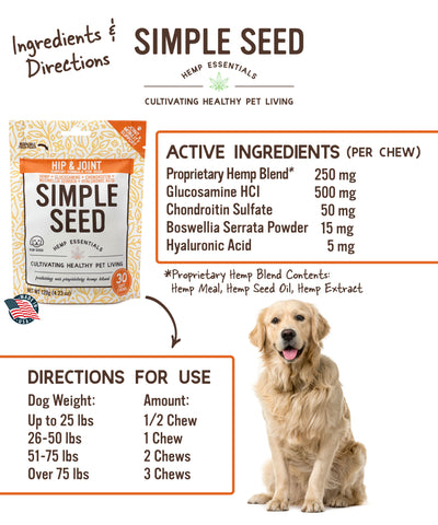 Simple Seed Hip & Joint Soft Chews, 30 ct pouch