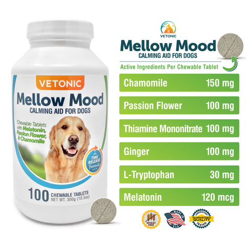 Mellow Mood Calming Aid for Dogs, 100 Chewable Tablets